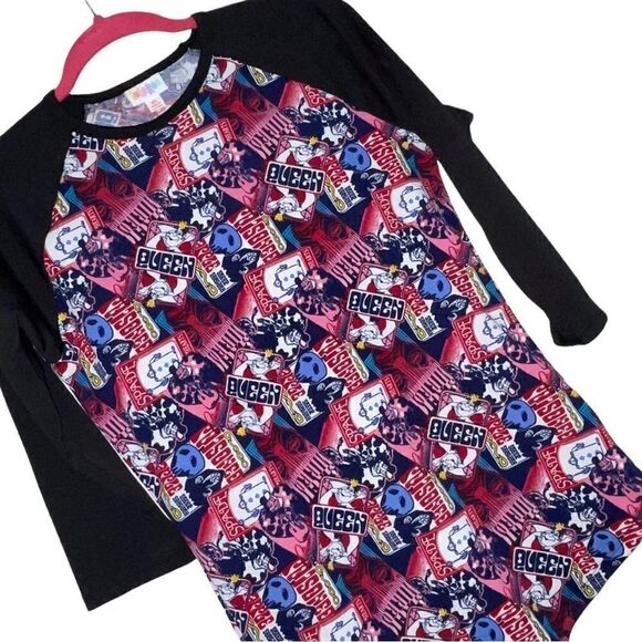 LuLaRoe Women’s XS Randy Baseball Tee Disney Villains Raglan Sleeves Loungewear - Picture 11 of 16